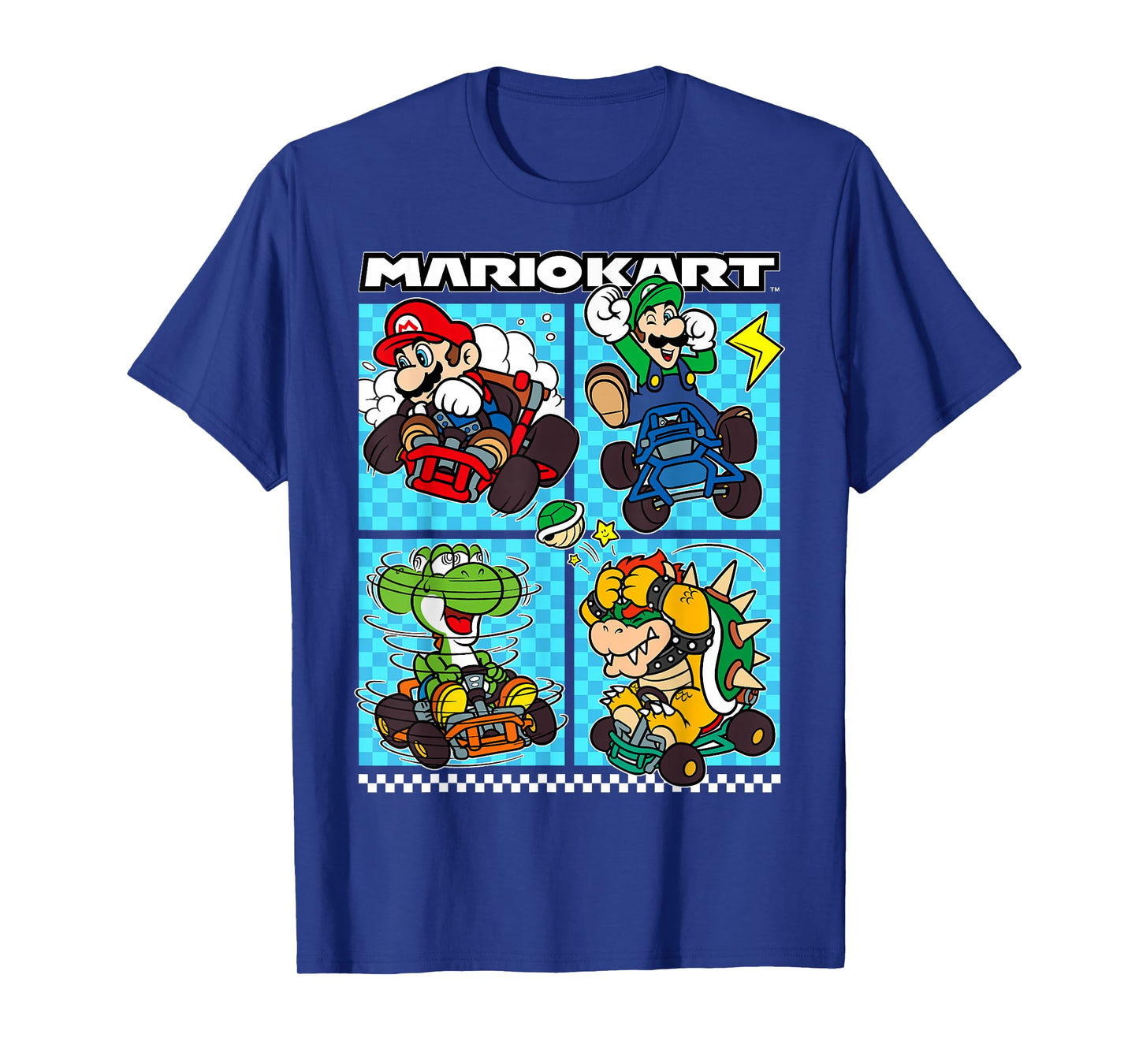 Mario Kart Group Graphic T-Shirt - Classic Fit, Crew Neck, Black, Adult