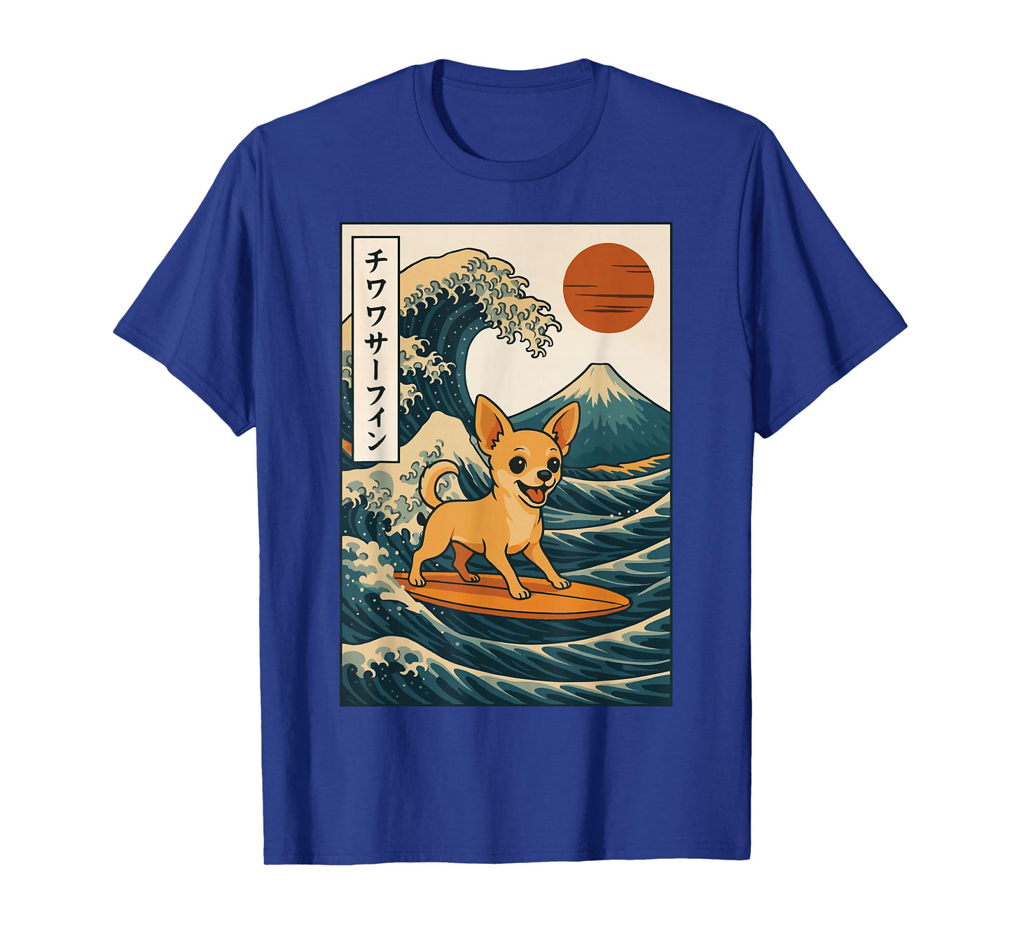 Chihuahua Surfing Japanese Wave T-Shirt