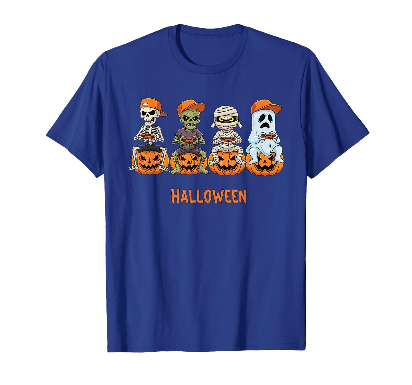 Halloween Skeleton Zombie Mummy Ghost Gamer Boys Men Kids T-Shirt