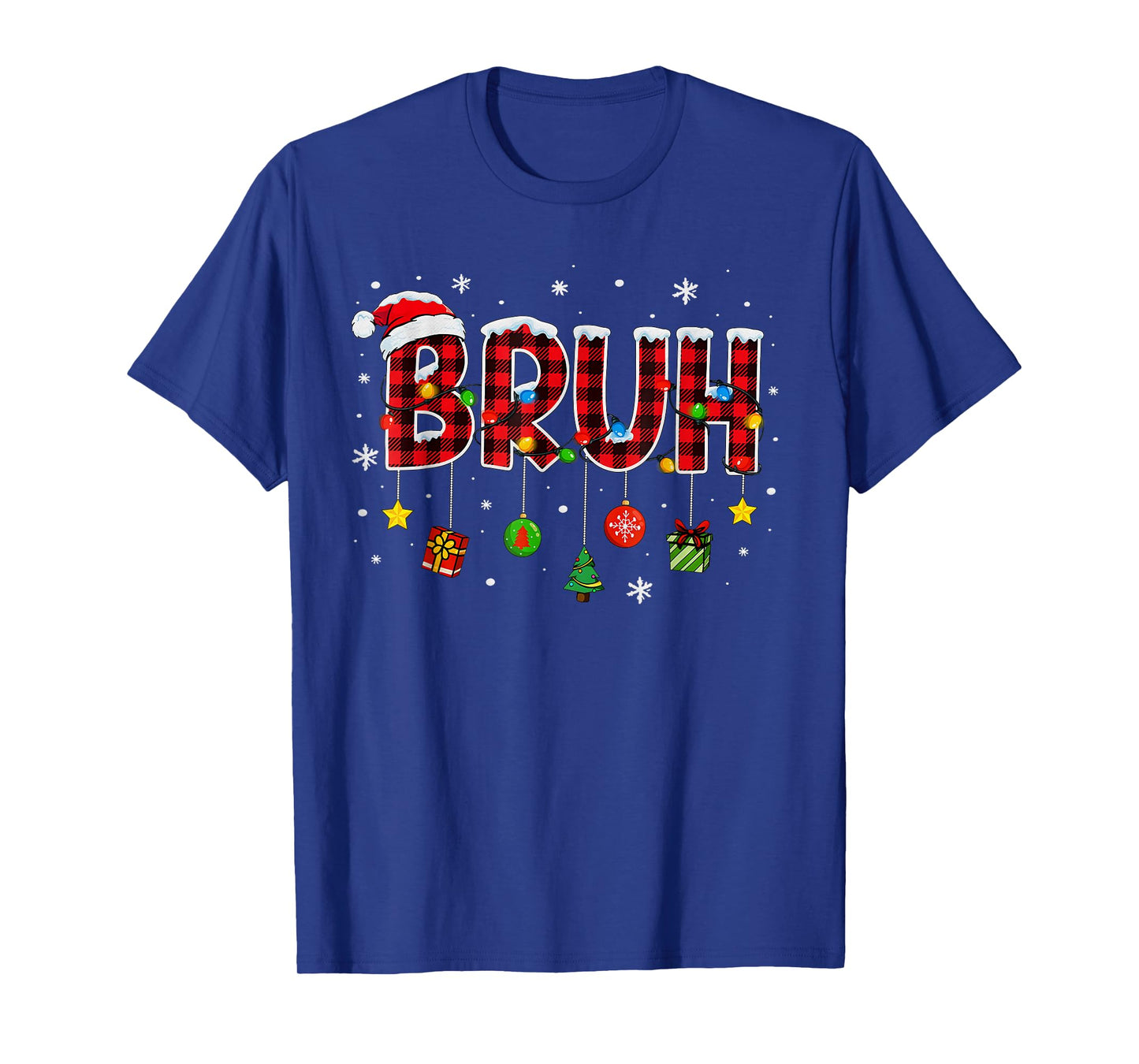 Bruh Funny Christmas Plaid Teens Boys Kids Xmas Pajamas T-Shirt