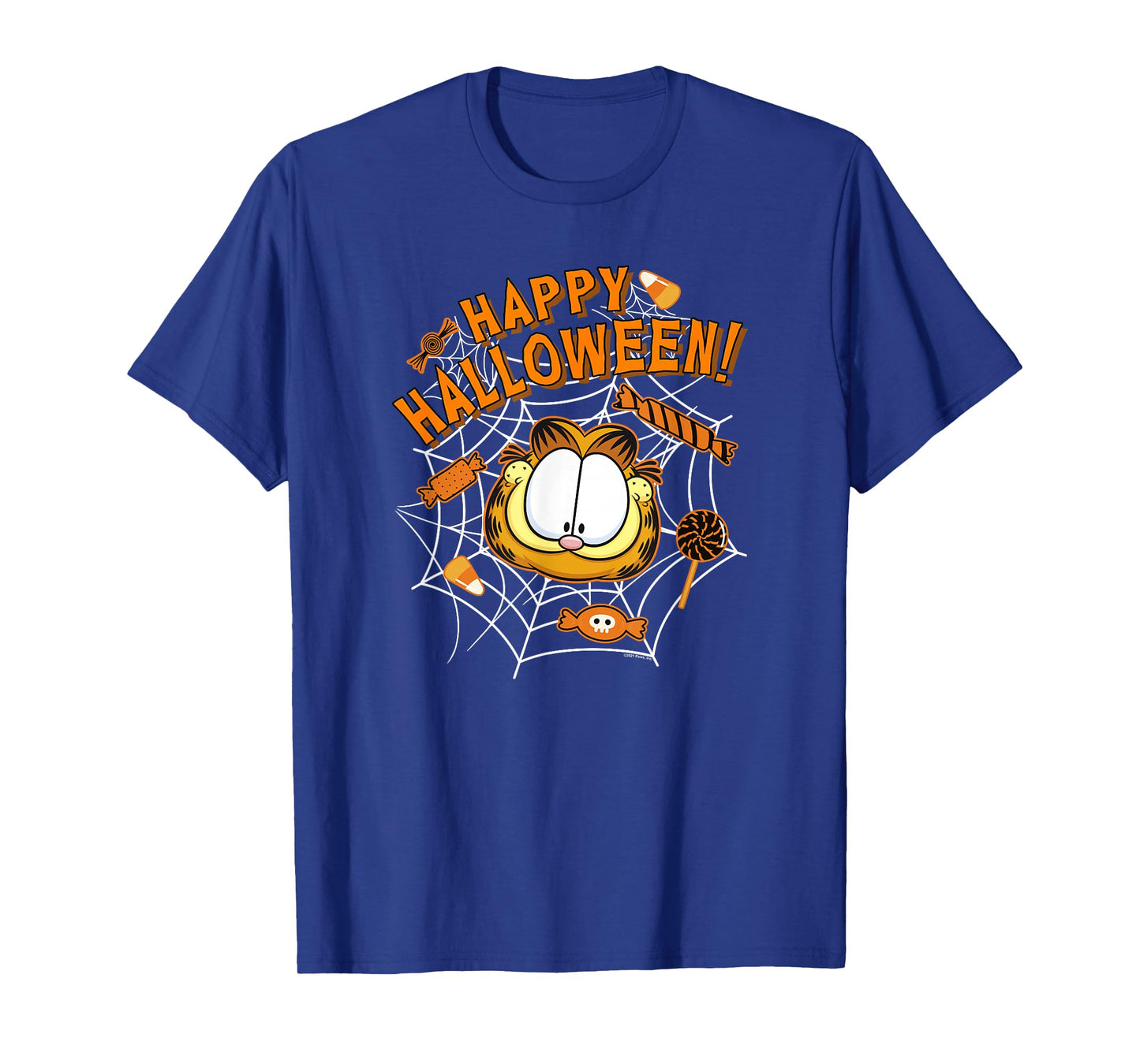 Garfield Halloween Spiderweb Candy Garfield Big Face T-Shirt