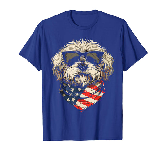 Patriotic American Shih Tzu USA Flag Dog 4th Of July T-Shirt