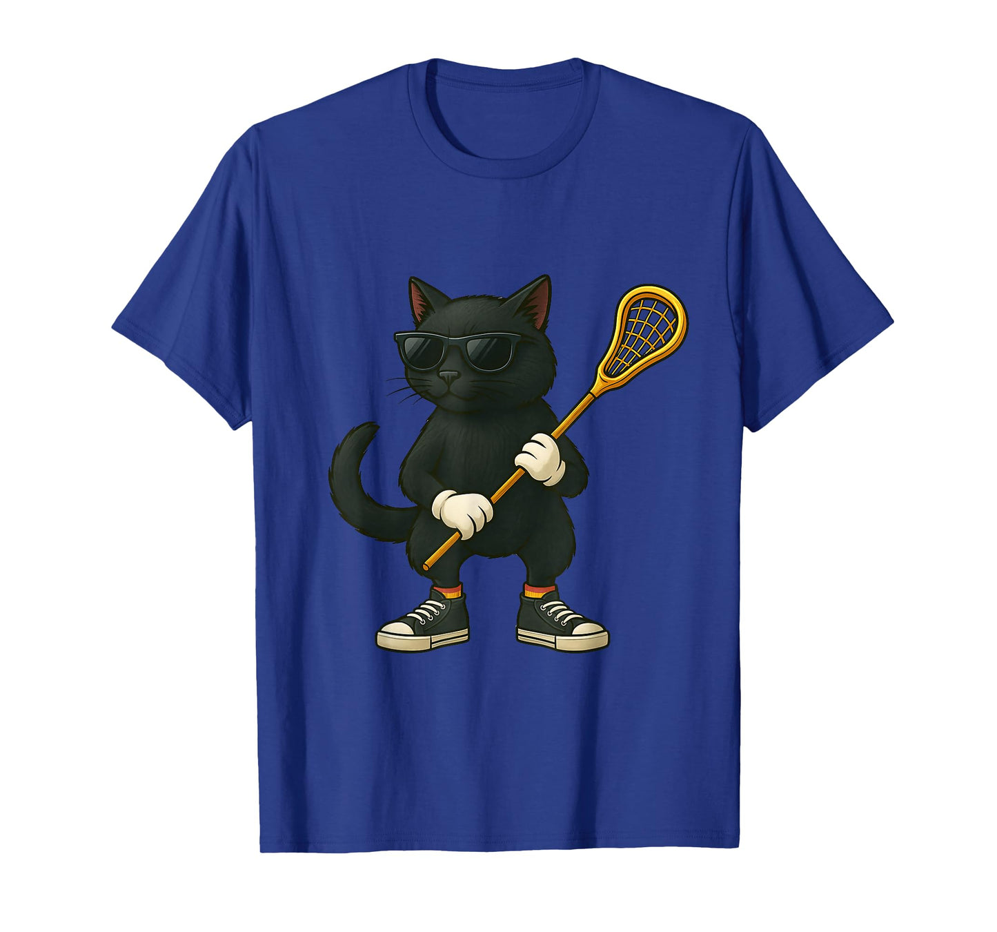 Funny Lacrosse LAX Black Cat Kids Men Women Lacrosse Player T-Shirt