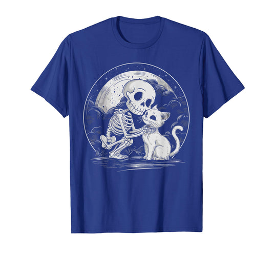 Skeleton Cat Skull Kitty Cute Goth Halloween Costume T-Shirt for Men Women Kids