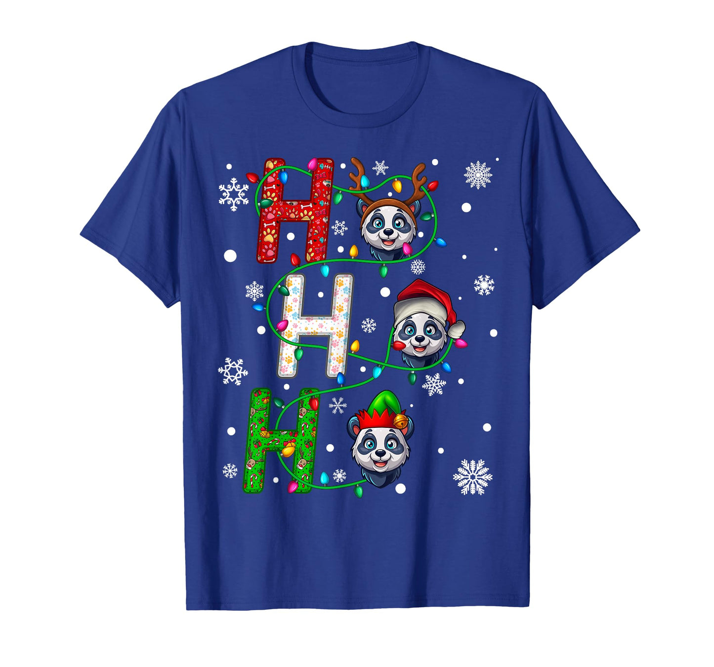 Matching Christmas Santa Hat Ho Ho Ho Panda Animal Xmas T-Shirt