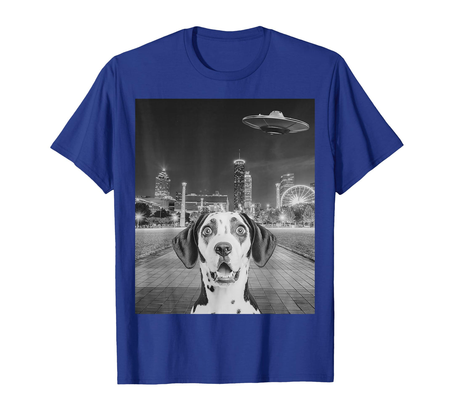 Dog Selfie with Alien UFO Funny Dog Graphic Tee T-Shirt