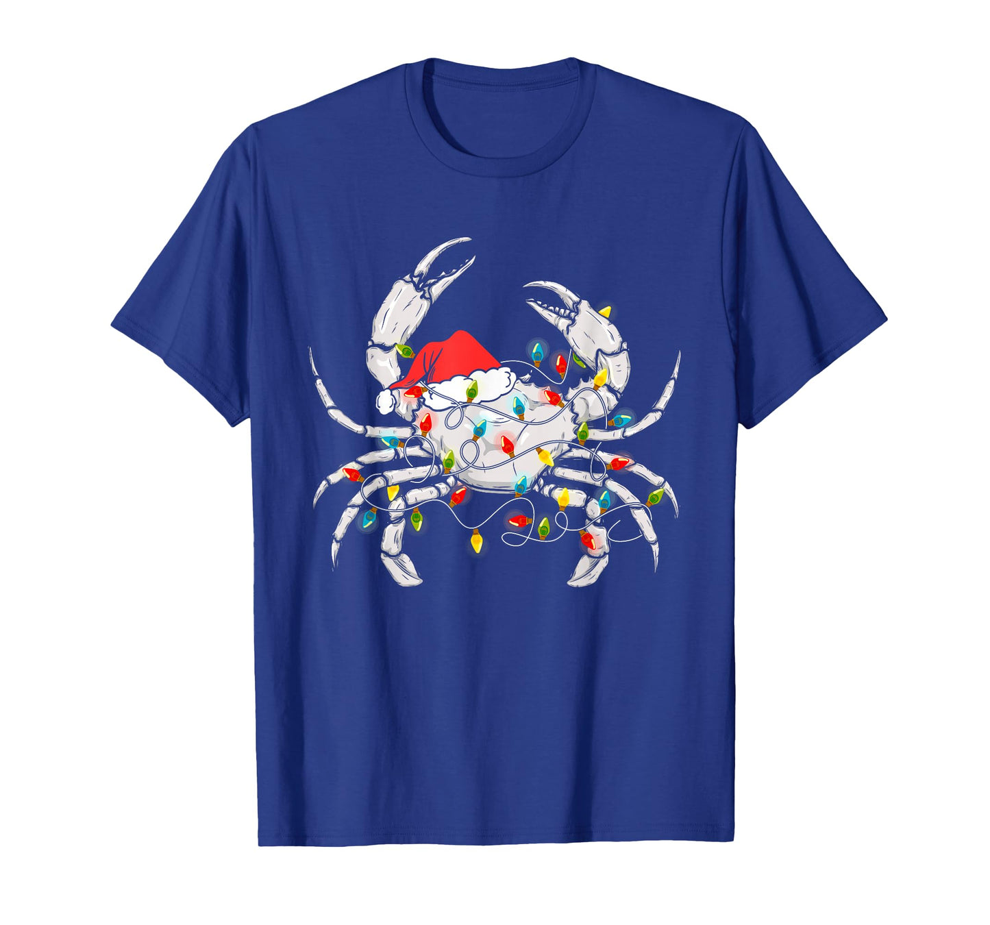 Crab Santa Hat Xmas Lights Sea Animal Lover Ugly Christmas T-Shirt
