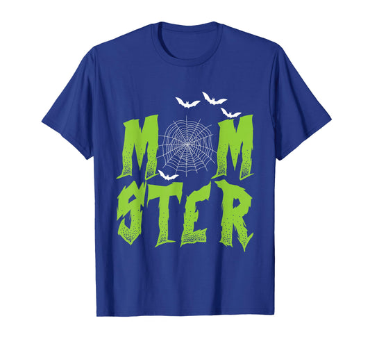 Halloween MOMster Bats Spider Web Mum Monster Mother Women T-Shirt