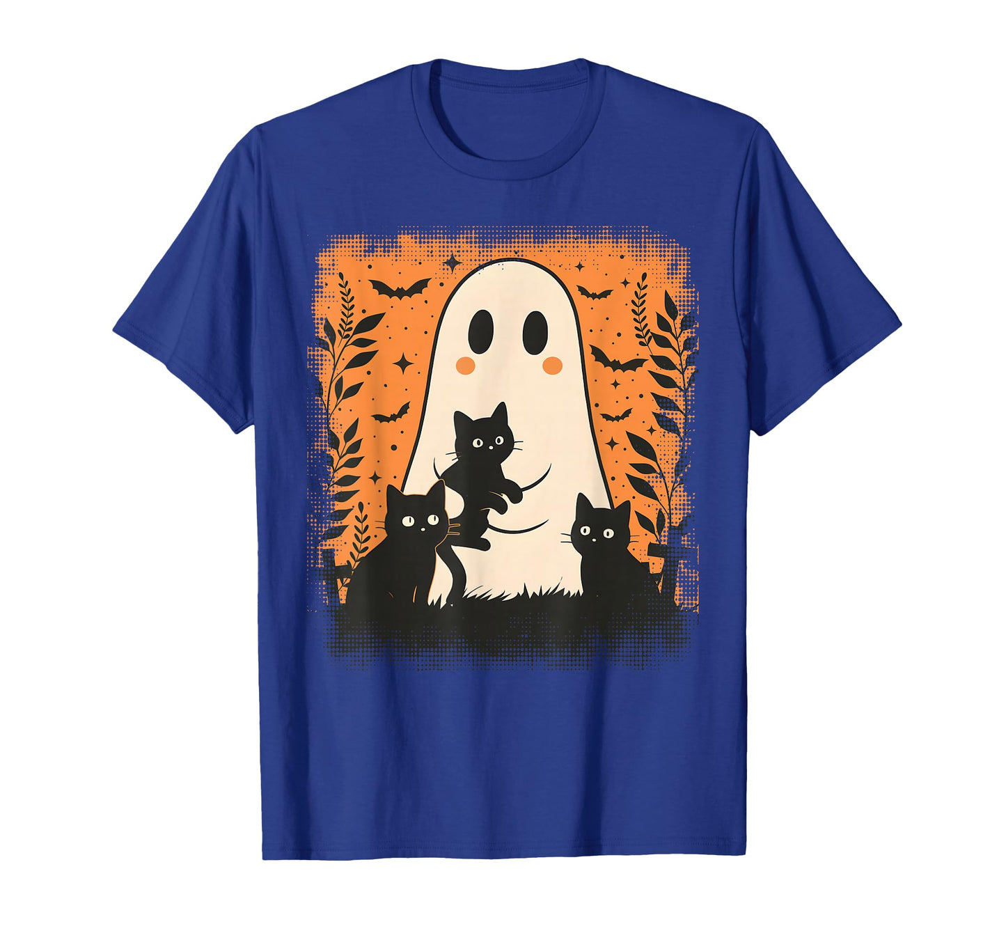 Vintage Halloween Ghost Black Cat Floral Men Women Kids T-Shirt
