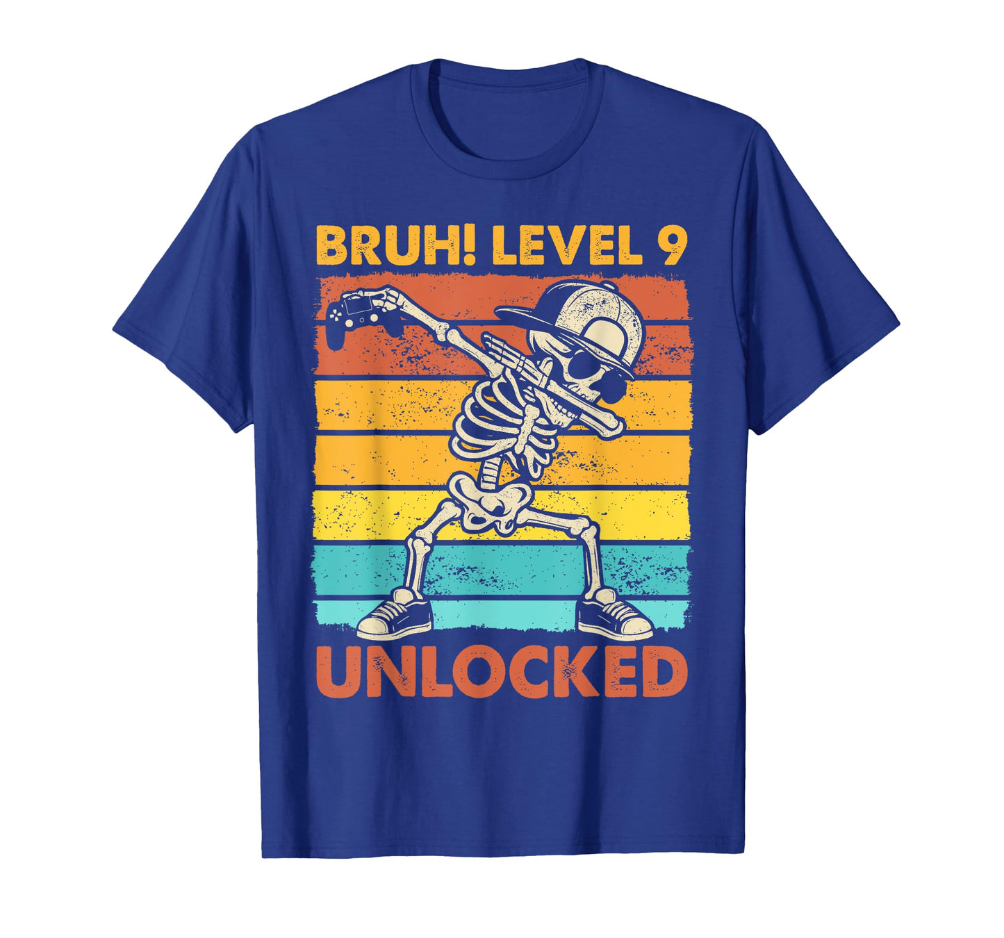 Bruh Level 9 Unlocked Skeleton Gamer 9th Birthday Boy Kids T-Shirt