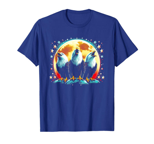 3 Eagles Howling At The Moon Funny Eagle Bird Lover Birder T-Shirt