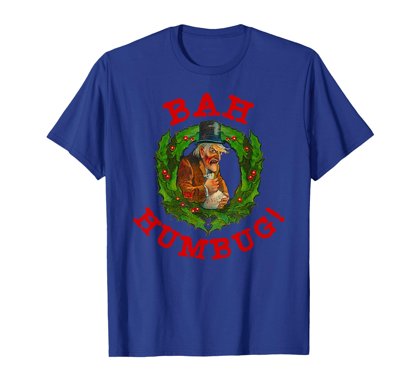 Ugly Christmas Party Scrooge Bah Humbug Christmas Wreath T-Shirt