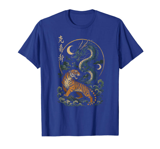 Japanese Tiger Dragon Yin And Yang Mythical Eastern Art T-Shirt
