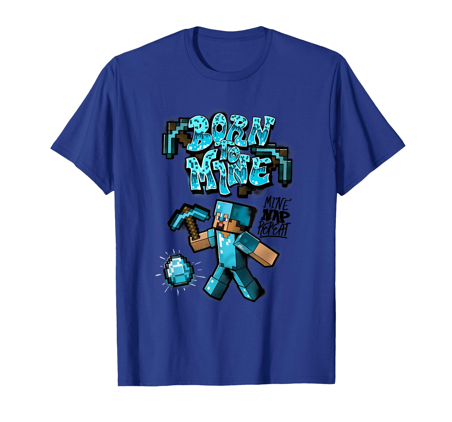 Minecraft Steve Diamond Armor Born To Mine T-Shirt