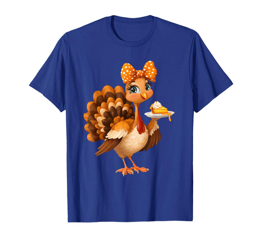 Cute Turkey Pie Coquette Bow Girl Women Kid Thanksgiving T-Shirt