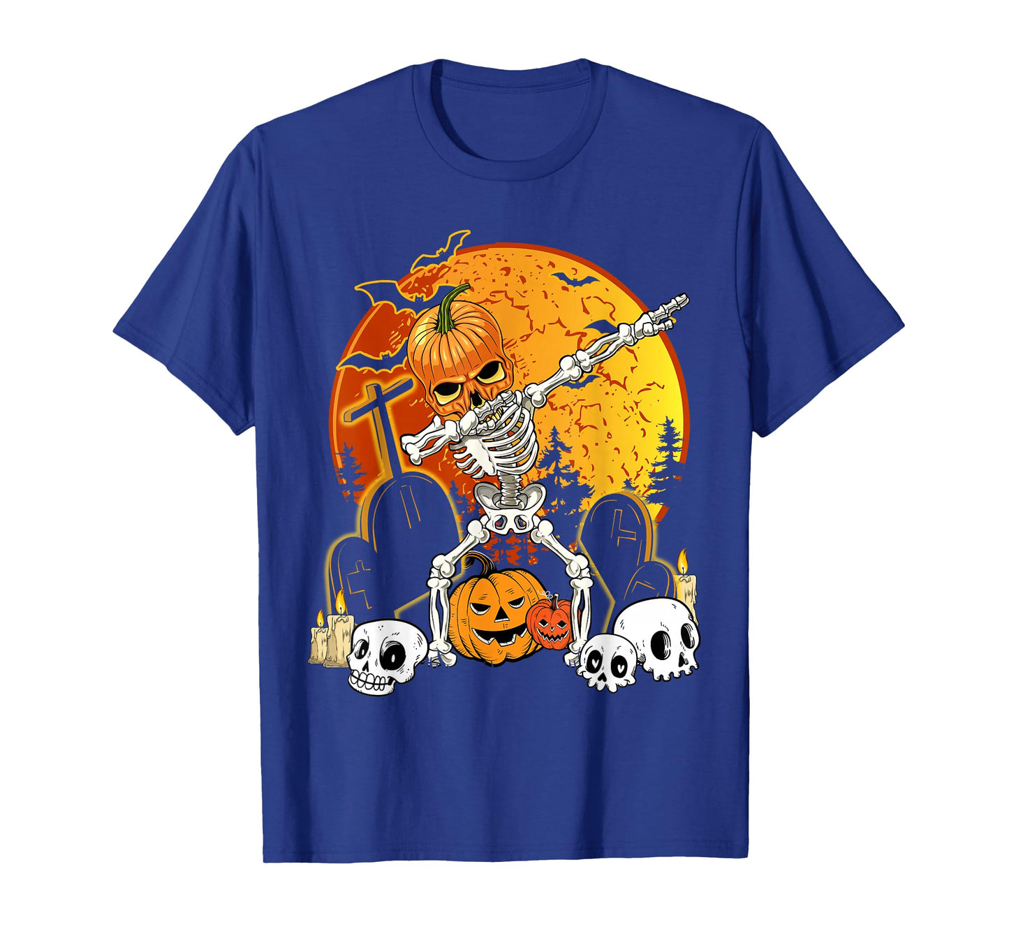 Skeleton Halloween Pumpkin Jack O' Lantern Boys Kid Dab T-Shirt