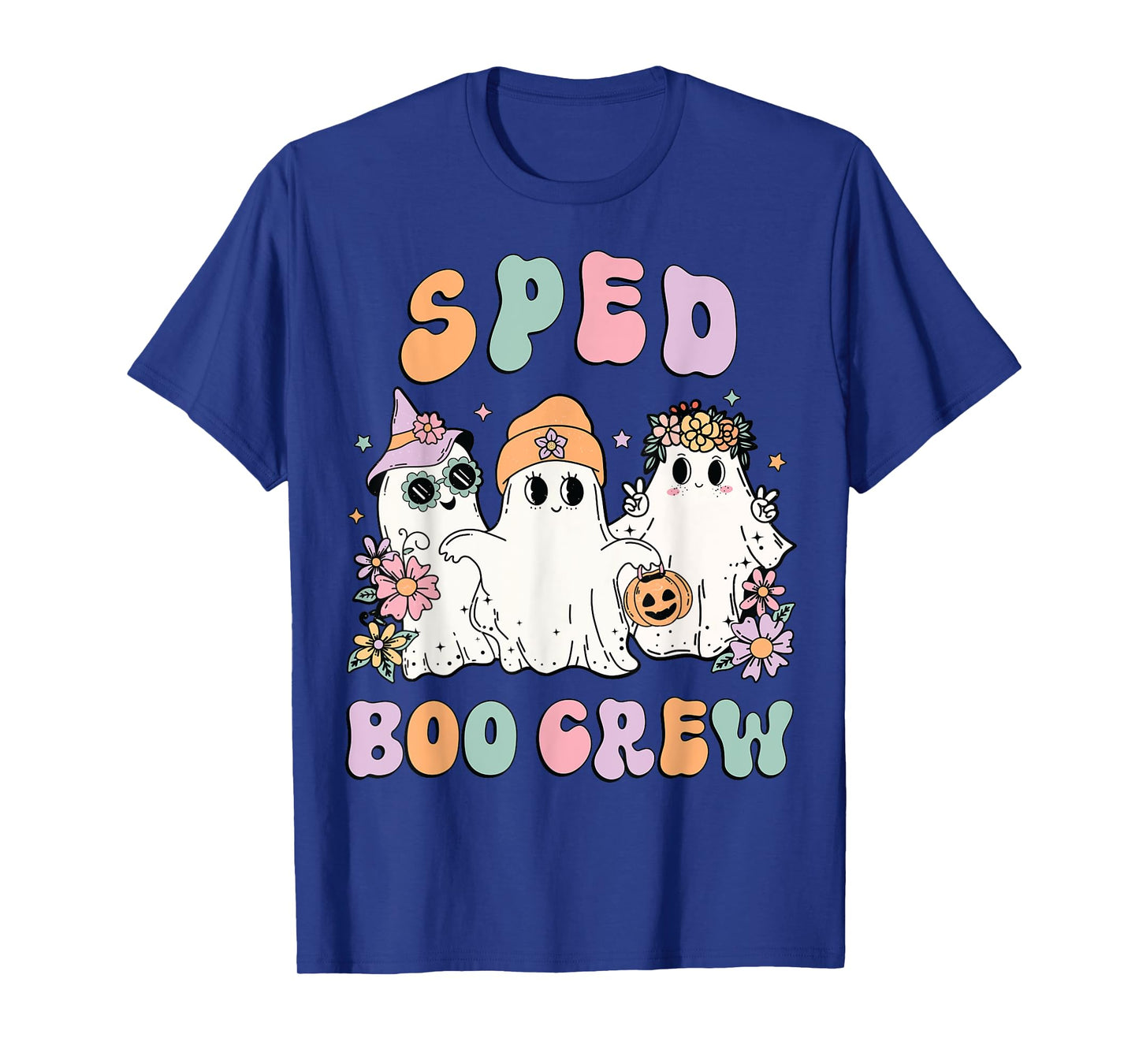 SPED Boo Crew Halloween Floral Ghost Special Ed SPED Teacher T-Shirt for Men Women Kids