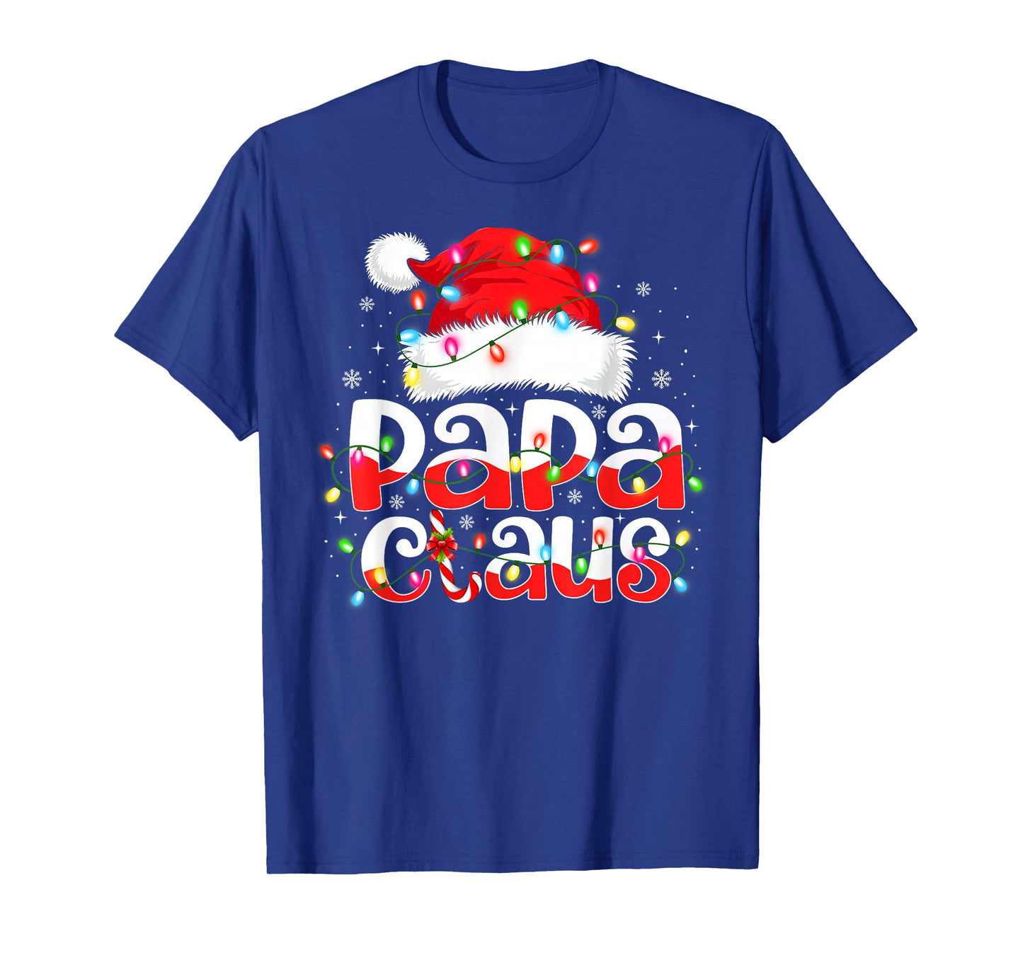 Papa Claus Shirt Christmas Lights Pajama Family Matching T-Shirt