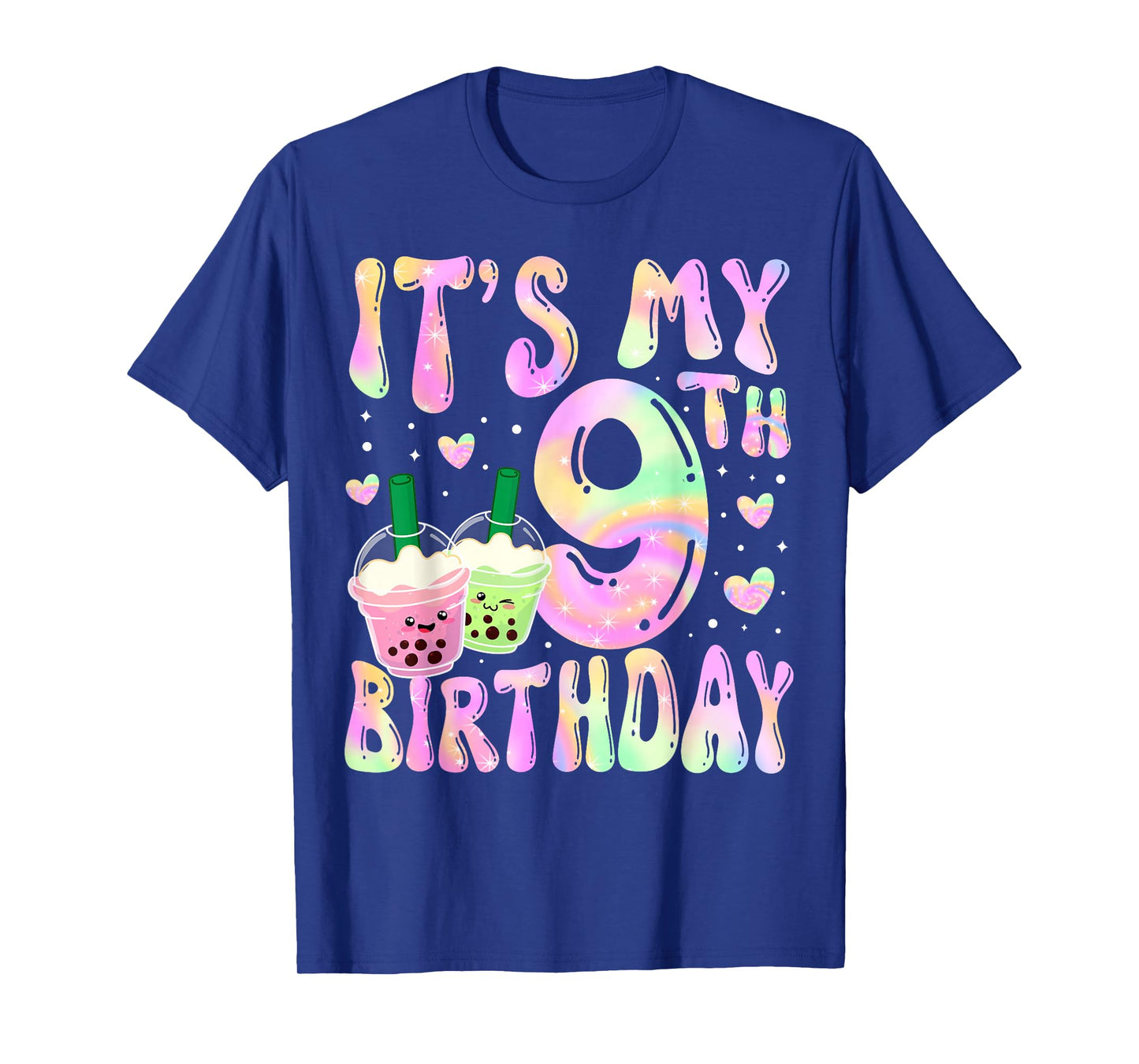It's My 9th Birthday Bubble Boba Tea Party 9 Year Old Girl T-Shirt