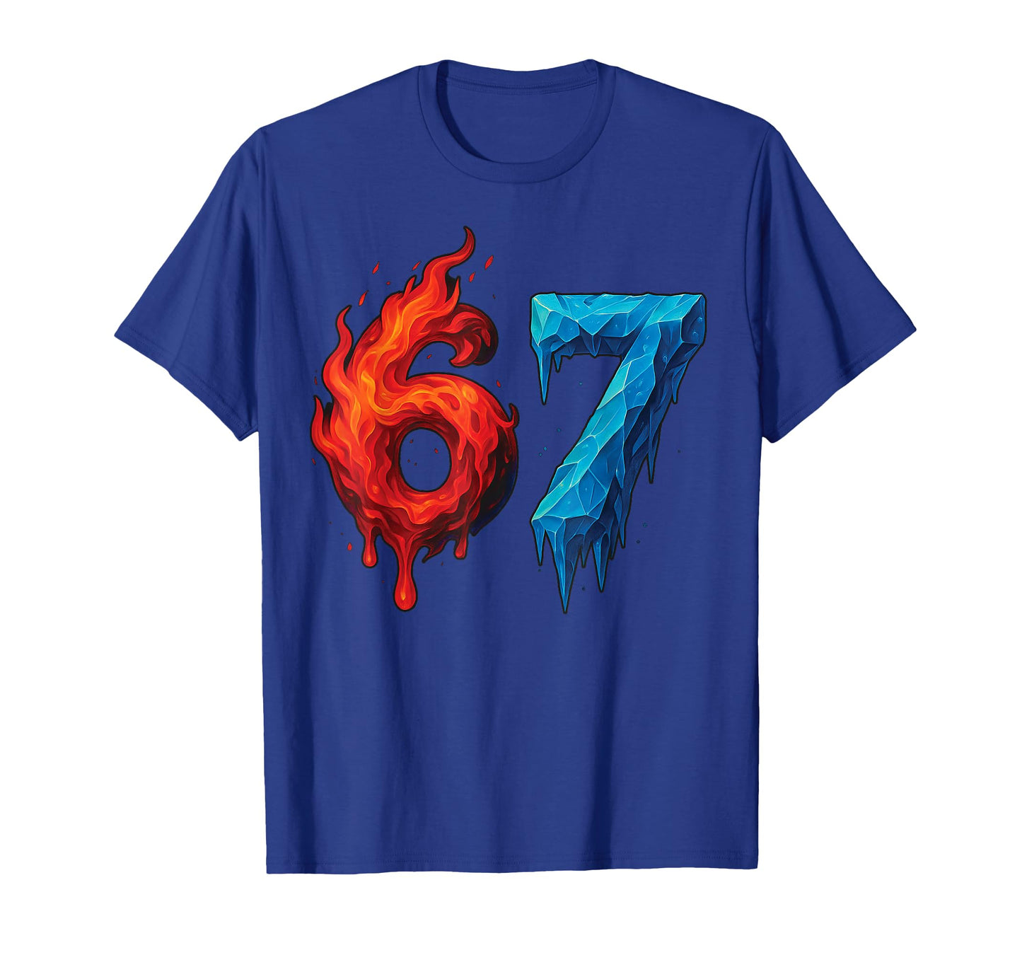67 Six Seven 6-7 Flaming Ice - Funny Teen Kids Brainrot Meme T-Shirt