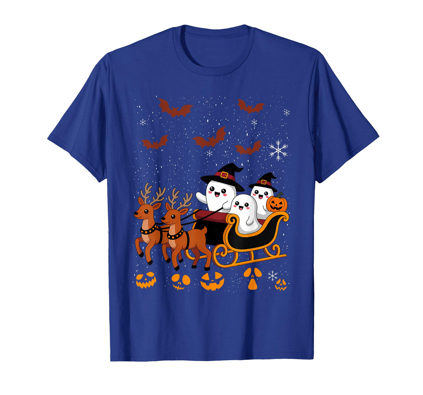 Halloween Christmas Santa's Reindeer Ghost Happy T-Shirt