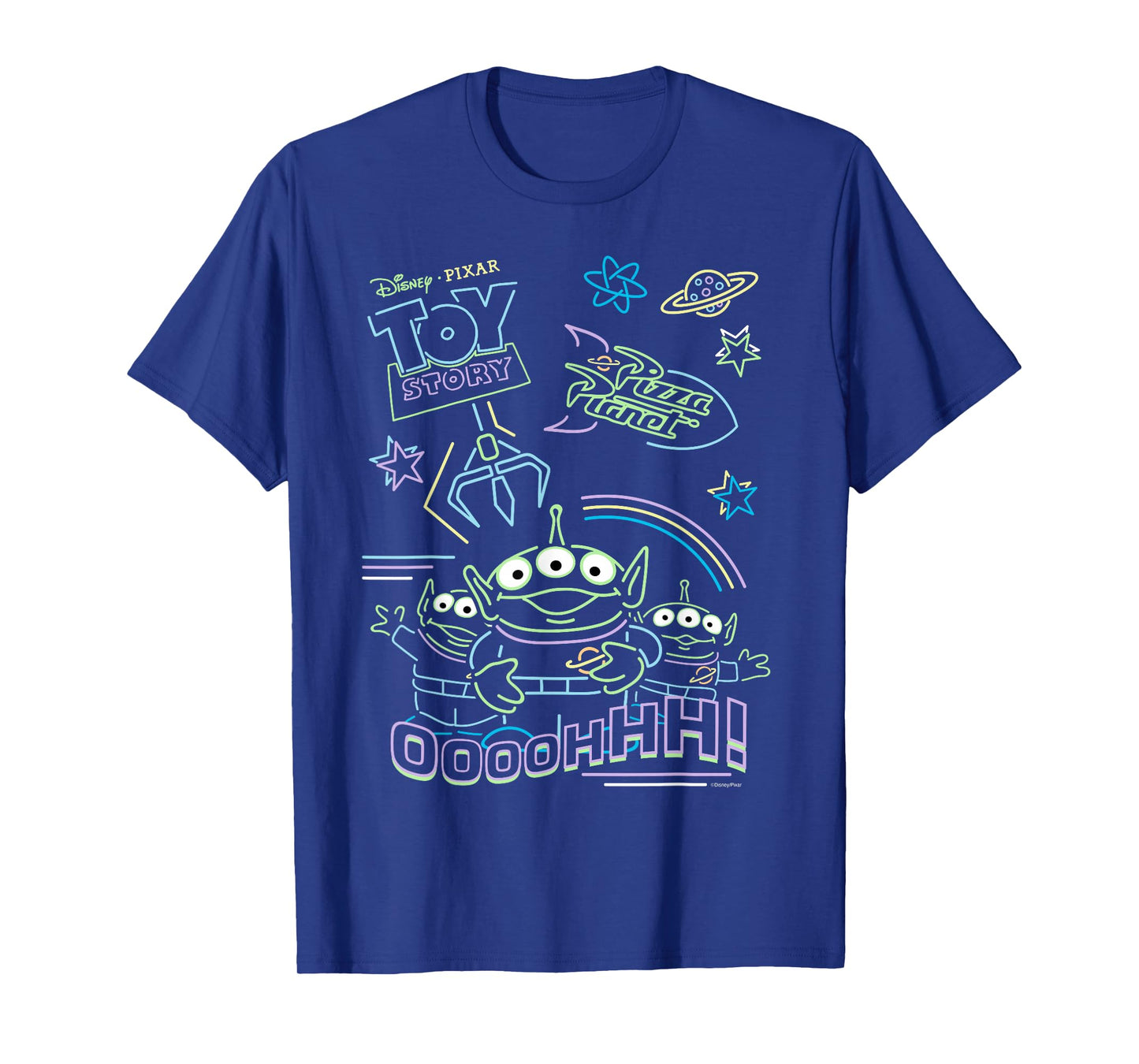 Disney and Pixar’s Toy Story Pizza Planet Aliens Neon T-Shirt