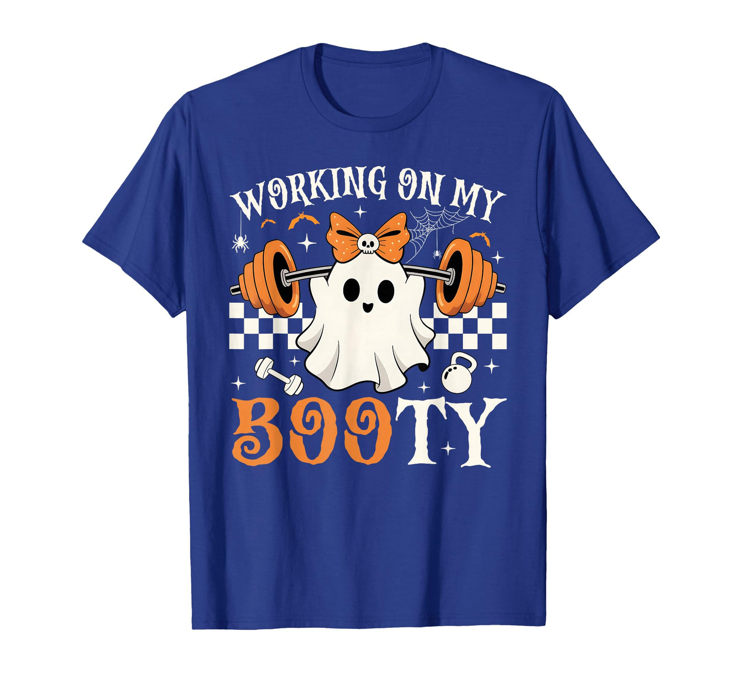 Funny Halloween Working On My Booty Boo-Ty Gym Ghost T-Shirt