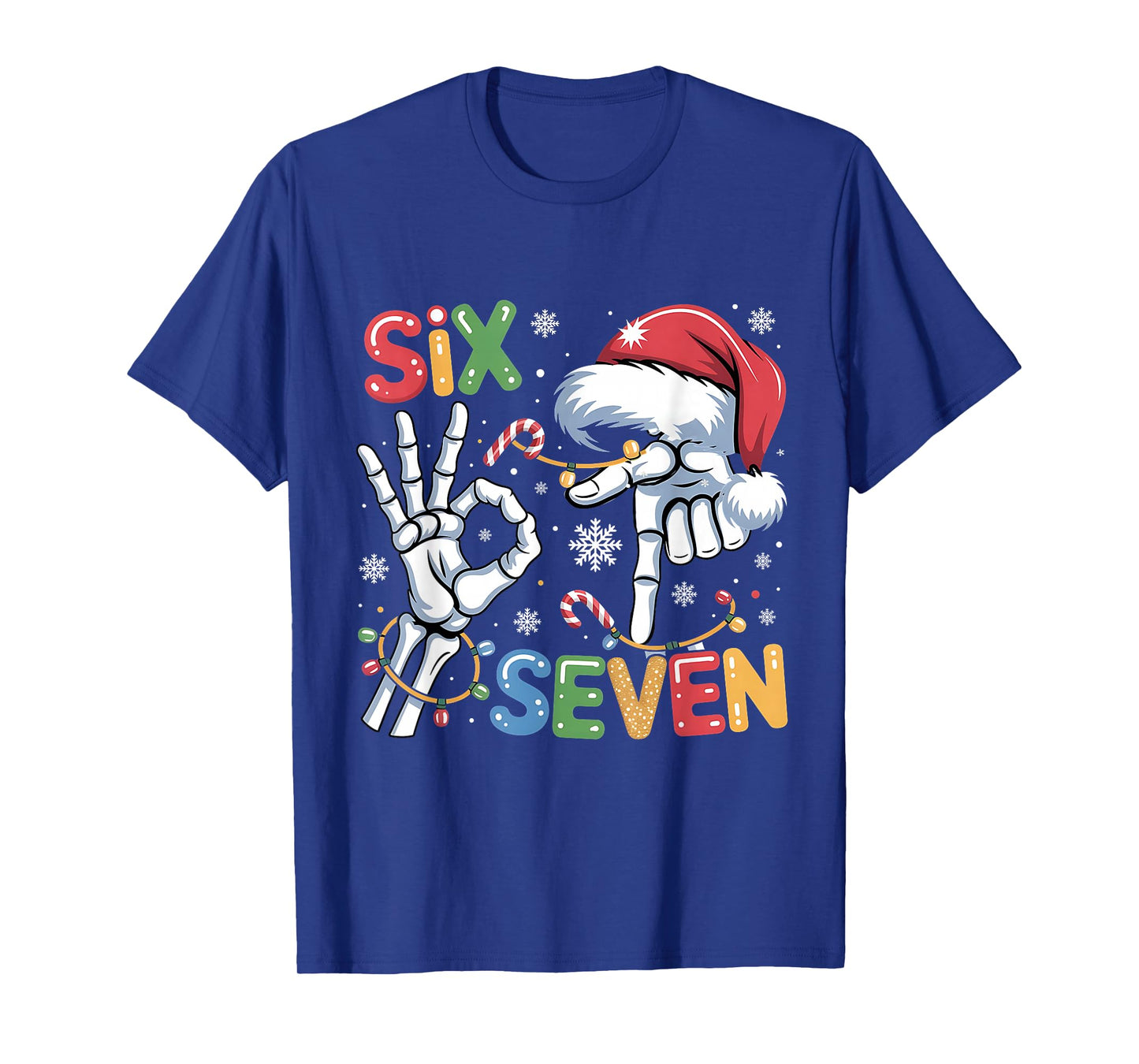 Six Seven Funny Skeleton Hands Meme Christmas Art T-Shirt