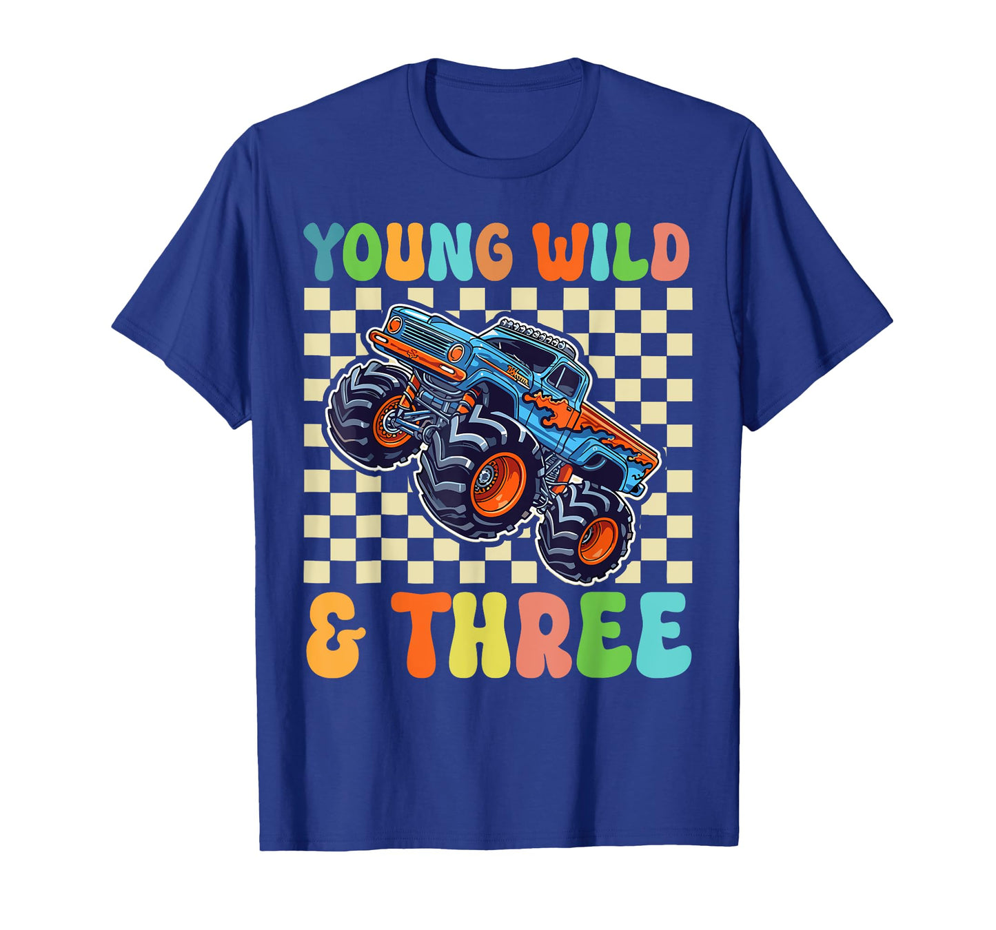 3rd Birthday Monster Truck Young Wild And Three 3 Year Old T-Shirt