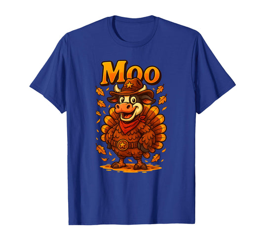 Funny Thanksgiving Moo Tee – Cow in Turkey Texas Design T-Shirt