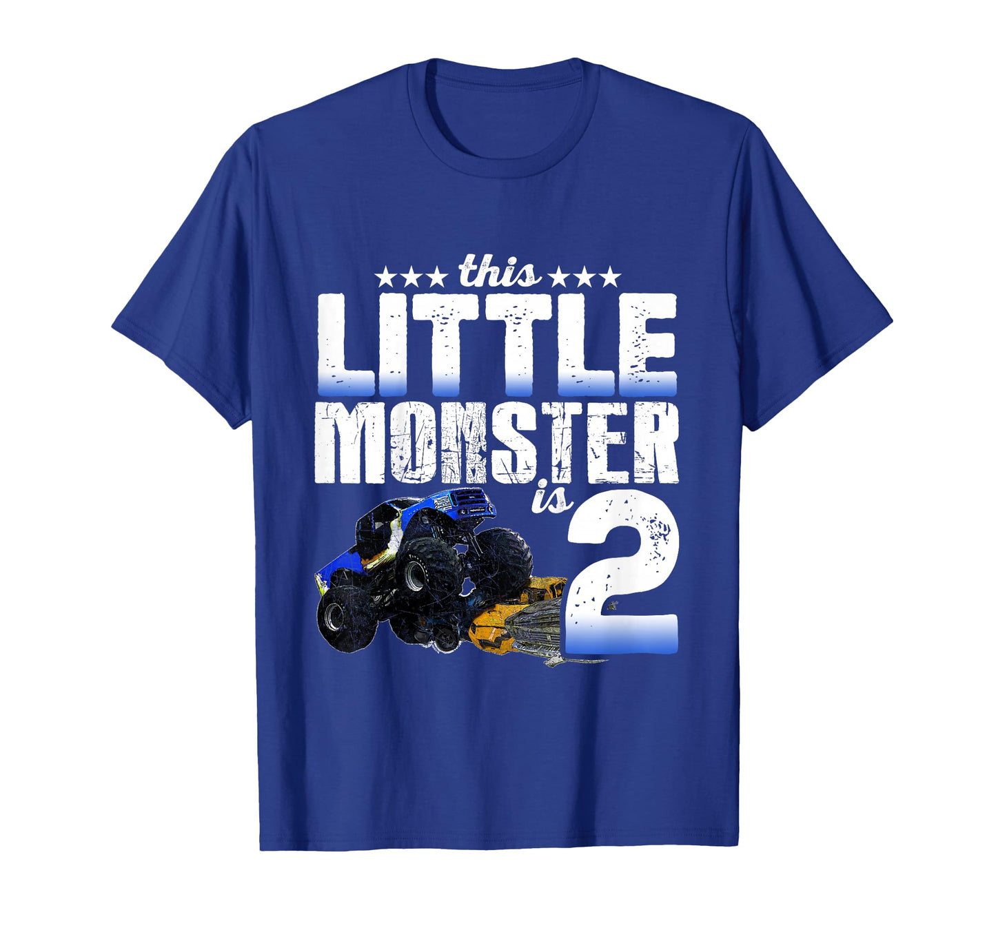 2 Years Old Little Monster Truck Shirt 2nd Birthday Gift Tee T-Shirt