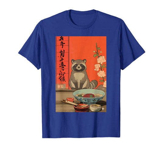 Funny Japanese Raccoon Ramen Kawaii Animal Anime Art T-Shirt