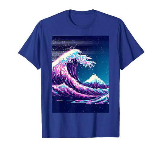 Vaporwave Glitch Aesthetic Great Wave off Kanagawa Retro T-Shirt
