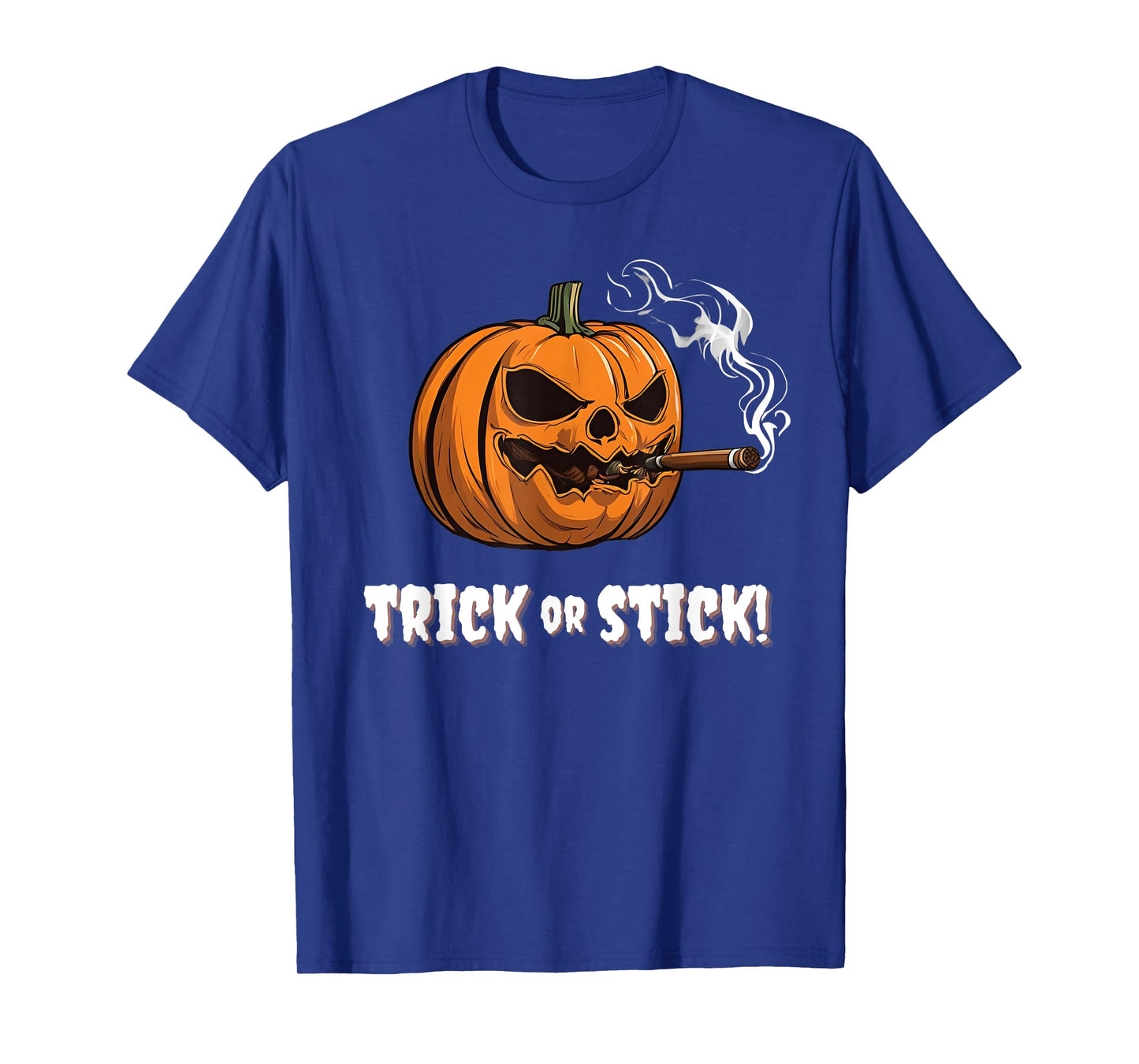 Cigar Smoking Pumpkin Halloween Trick Or Stick Lounge Gear T-Shirt