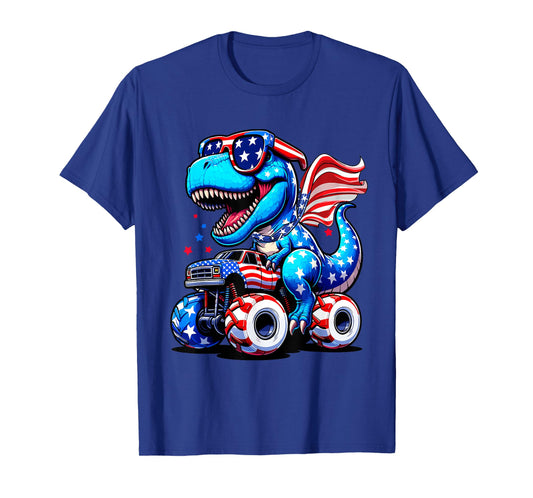 Dinosaur 4th Of July T Shirt Kids Boys Men Amerisaurus T Rex T-Shirt