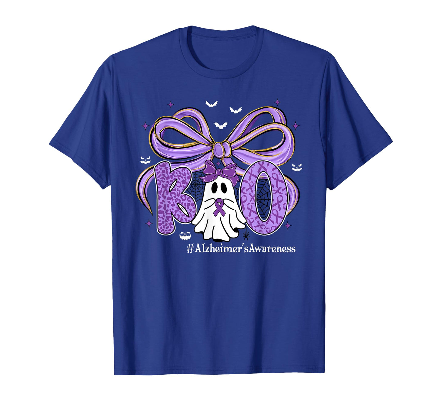 Purple Coquette Ghost Boo Alzheimer's Awareness Halloween T-Shirt