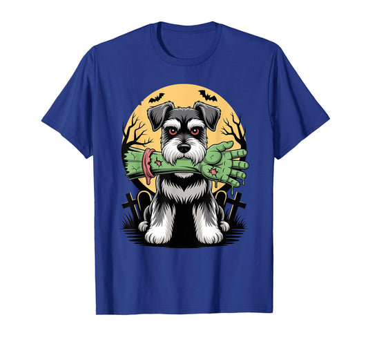 Halloween Moon Zombie Hand Miniature Schnauzer T-Shirt