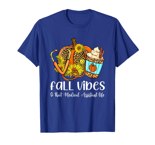 Fall Vibes & That Medical Assistant Life Leopard Pumpkin T-Shirt