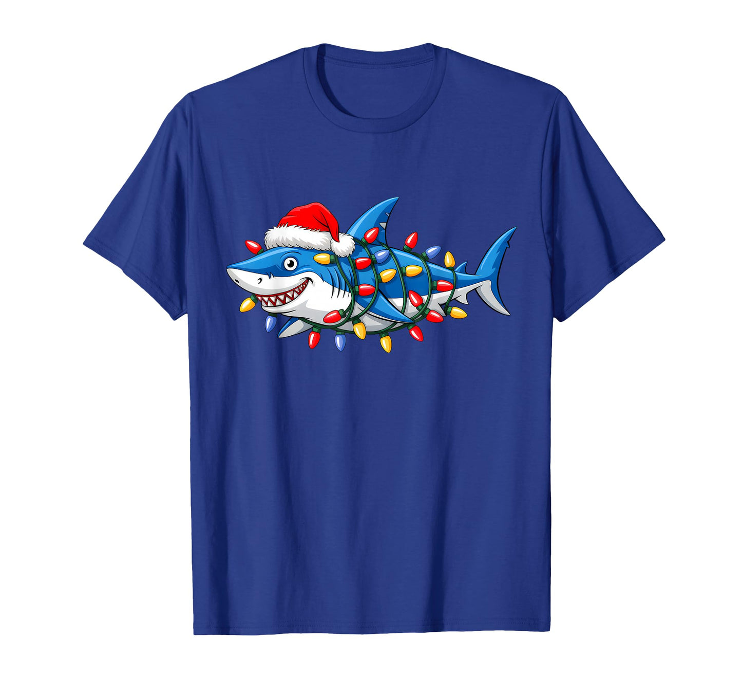 Santa Shark Christmas Lights Sharkmas Tree Xmas Boys Men T-Shirt