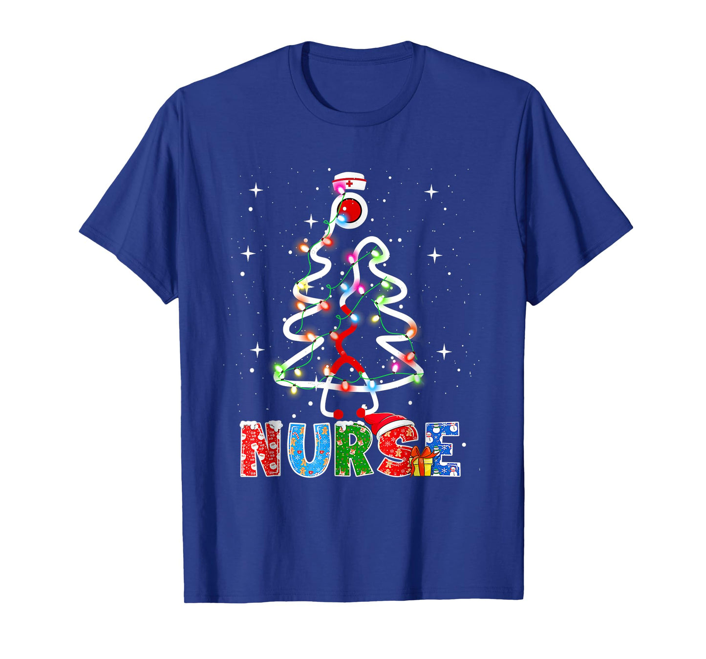 Nurse Christmas Tree Stethoscope RN LPN Scrub Nursing X-mas T-Shirt
