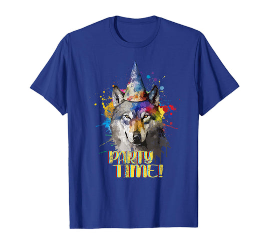Party Wolf Birthday Theme Celebration Wolves Lover Painting T-Shirt