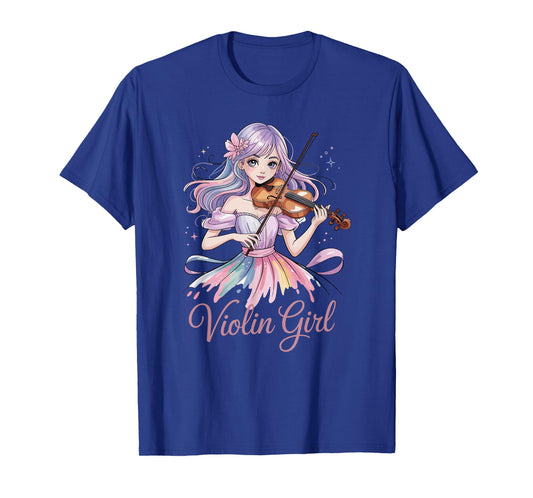 Violin Girl Magical Anime Watercolor Musical Instrument T-Shirt