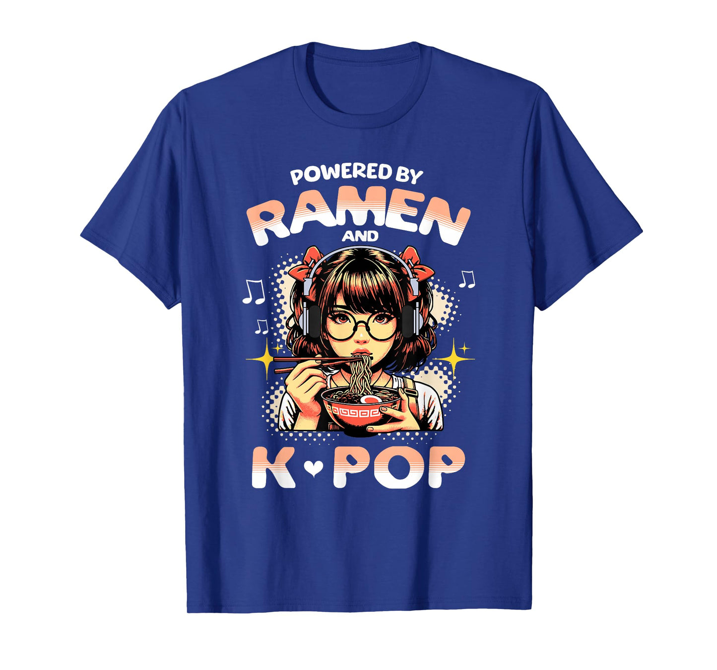 Powered by Ramen and K Pop Funny Anime Korean Music Manga T-Shirt