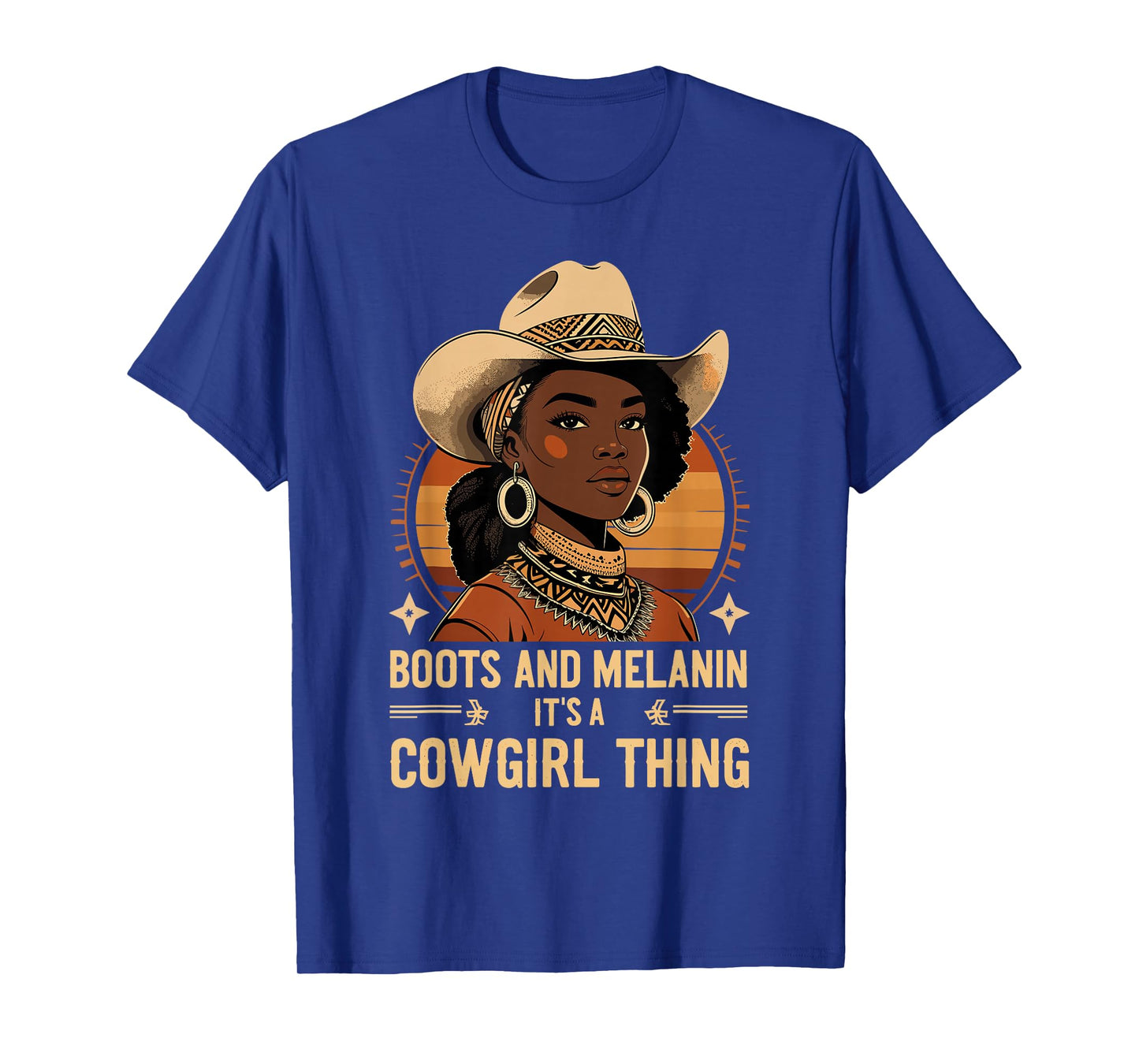 African American Western Country Texas Cowgirl Boots Melanin T-Shirt