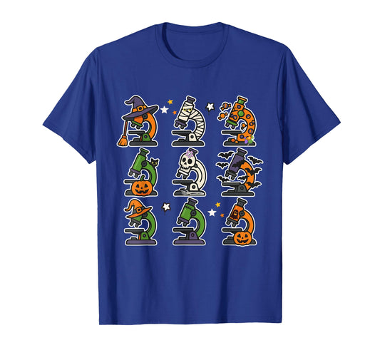 Spooky Microscope Halloween Laboratory Technician Womens Men T-Shirt
