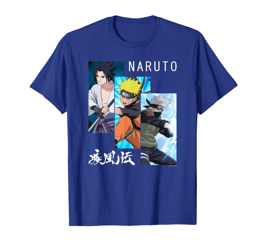 Naruto Shippuden 3 Panels and Kanji Short Sleeve T-Shirt