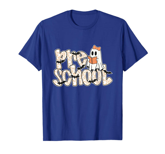 Preschool Teacher Halloween Ghost Teacher Reading Book Women T-Shirt