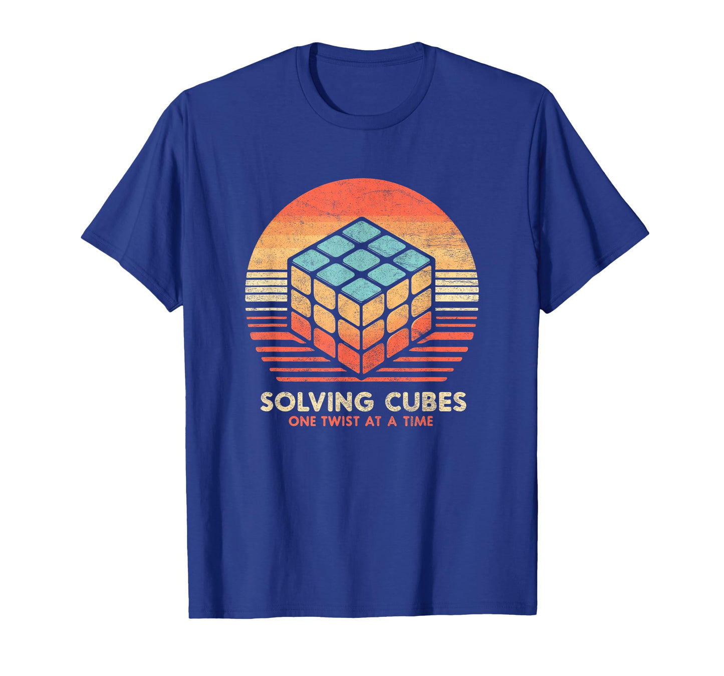 Vintage Sunset Solving Cubes Speed cubing 70's Cool Math T-Shirt