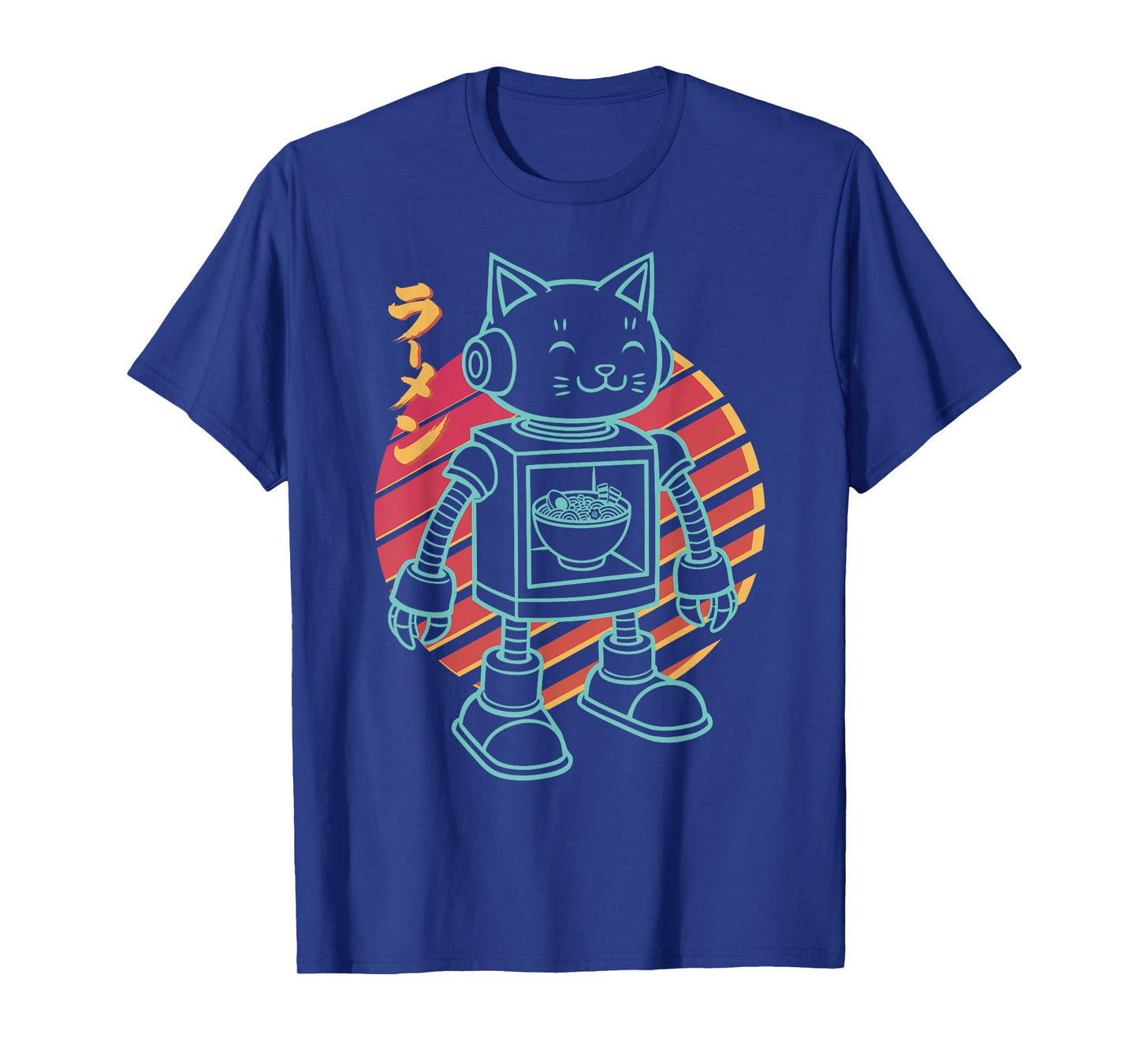 Robot Anime Ramen Cat Retro Japanese Noodles Kawaii Funny T-Shirt