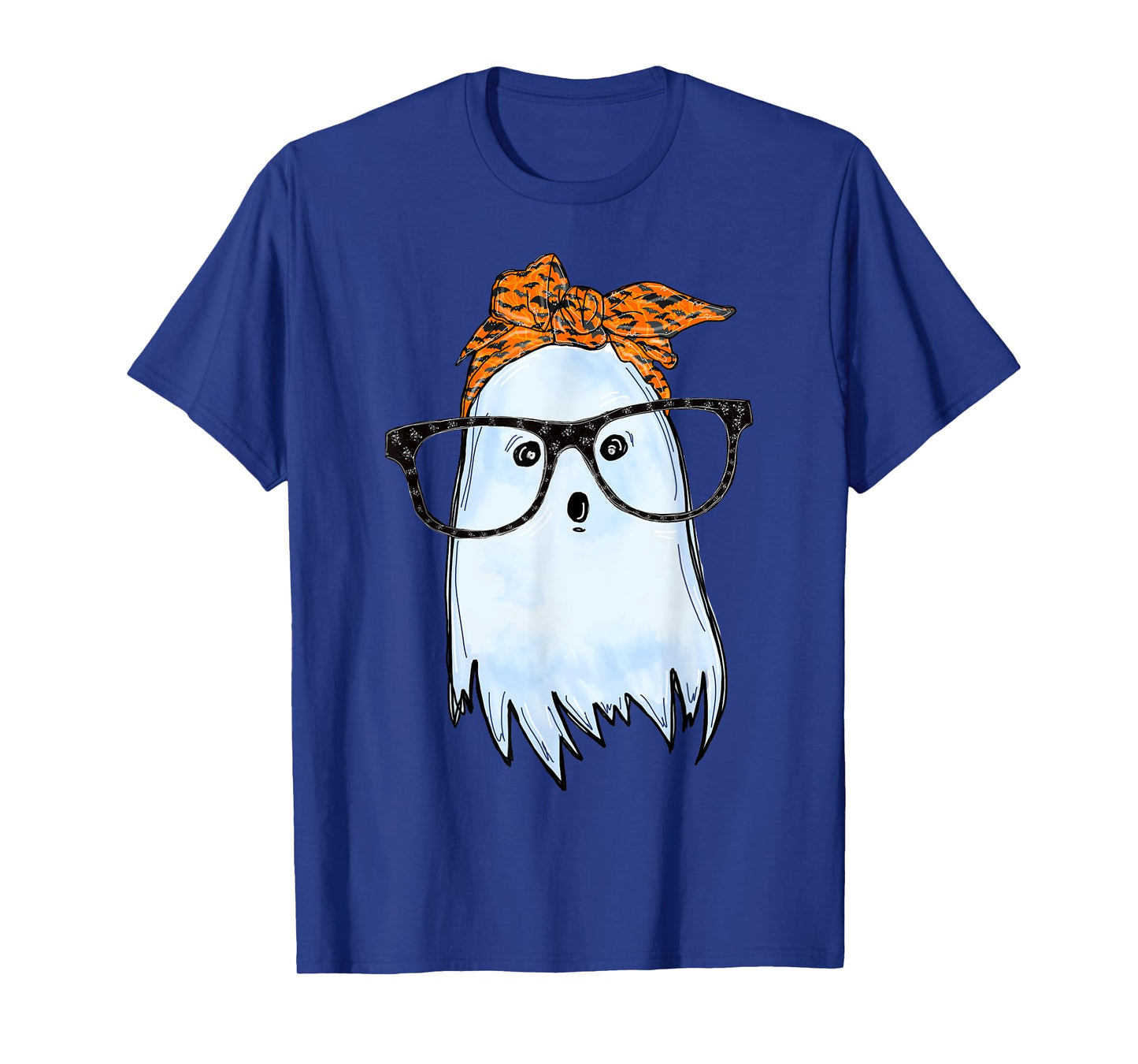 Cute Ghost With Glasses And Bats Bandana Halloween Costume T-Shirt